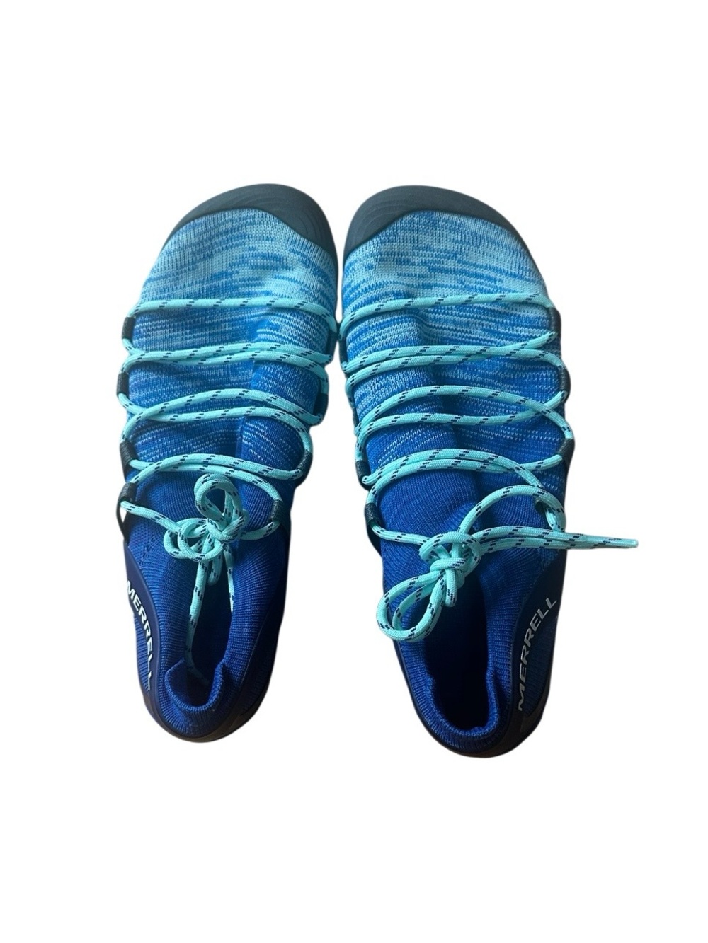Merrell Vapor Glove 4 3D Knit Trail Running Shoe EUC Size 8.5 “Aqua Surf” Color